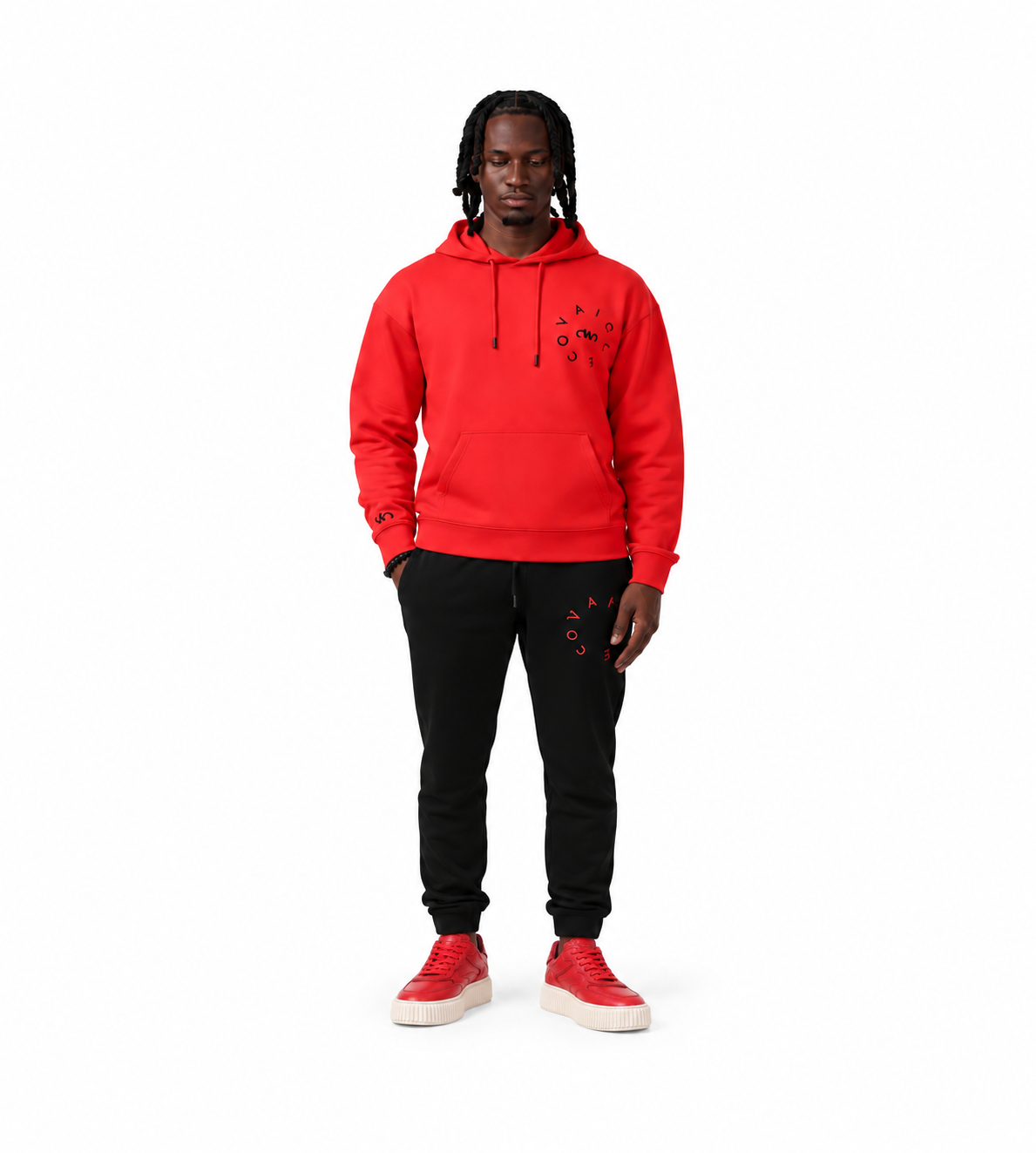 Covaiche Red Black Circle Logo Tracksuit